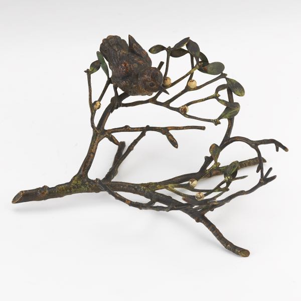 BRONZE SCULPTURE OF A BIRD ON A