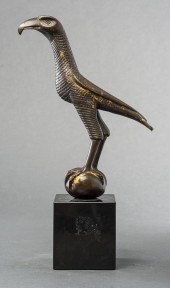BRONZE SCULPTURE OF A FALCON,