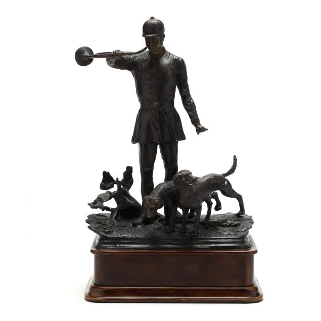 BRONZE SCULPTURE OF A FOX HUNT 20th