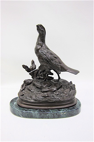 BRONZE SCULPTURE OF A GAME BIRD