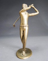 BRONZE SCULPTURE OF A GOLFER,