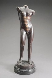 BRONZE SCULPTURE OF A MALE NUD