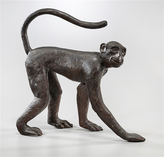 Bronze sculpture of a monkey; no