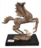 BRONZE SCULPTURE OF A REARING