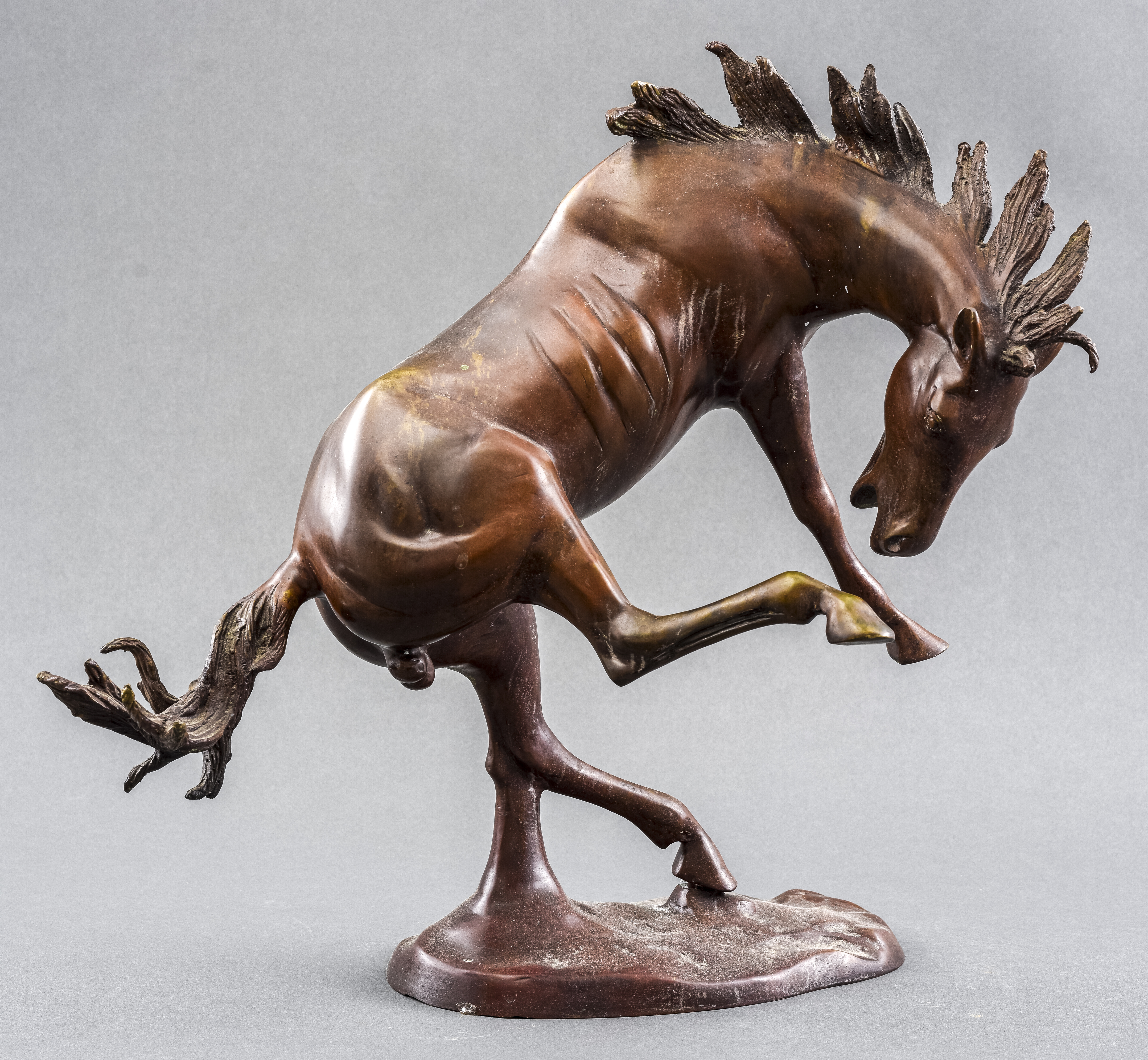 BRONZE SCULPTURE OF A REARING