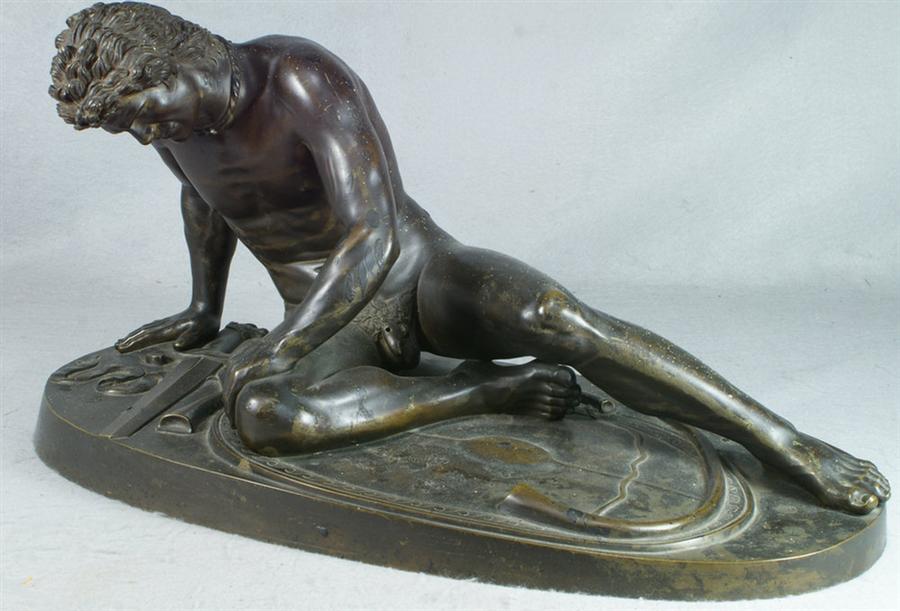 Bronze sculpture of a wounded
