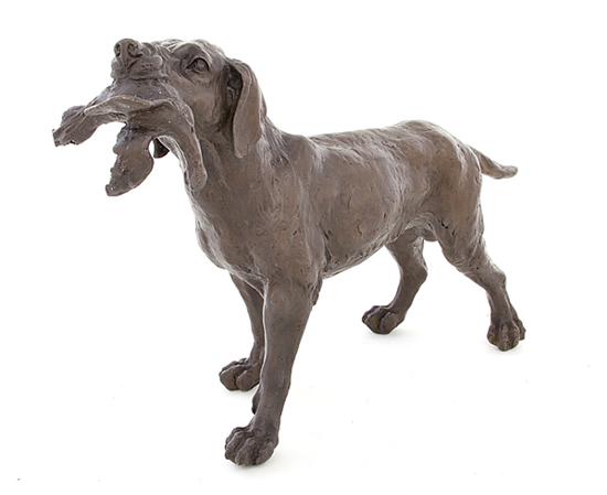 Bronze sculpture of bird dog (after