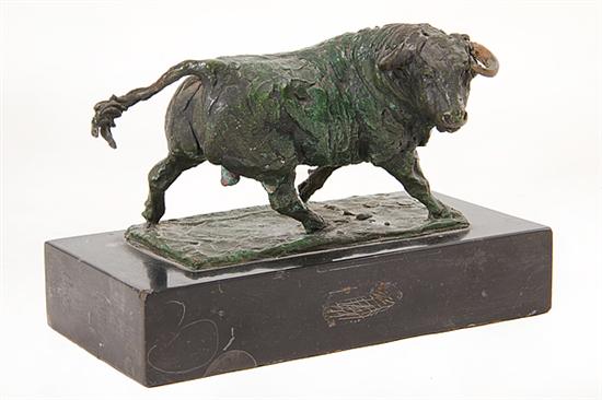 Bronze sculpture of bull by