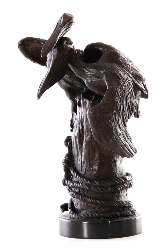 Bronze sculpture of pelican pair