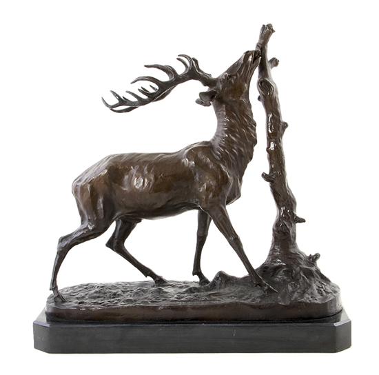 Bronze sculpture of standing elk