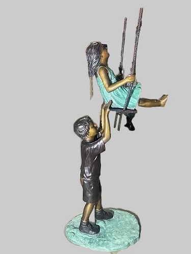 BRONZE SCULPTURE OF TWO CHILDREN