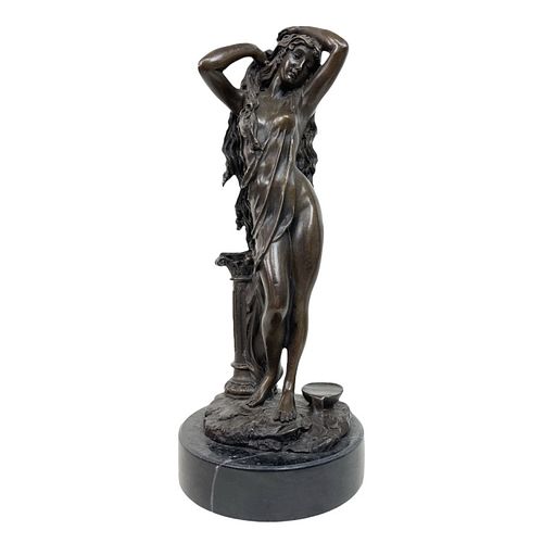 BRONZE SCULPTURE OF YOUNG BEAUTY ON