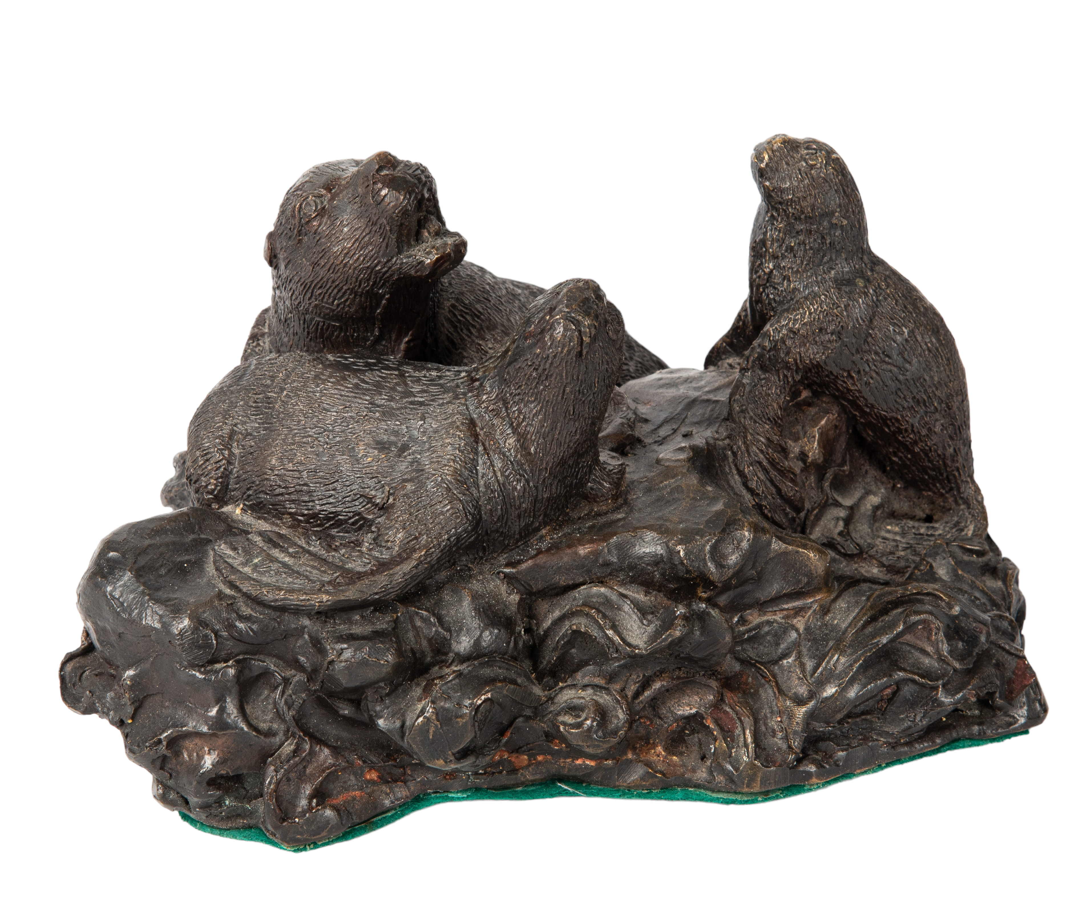 Bronze sea lion sculpture, mother &