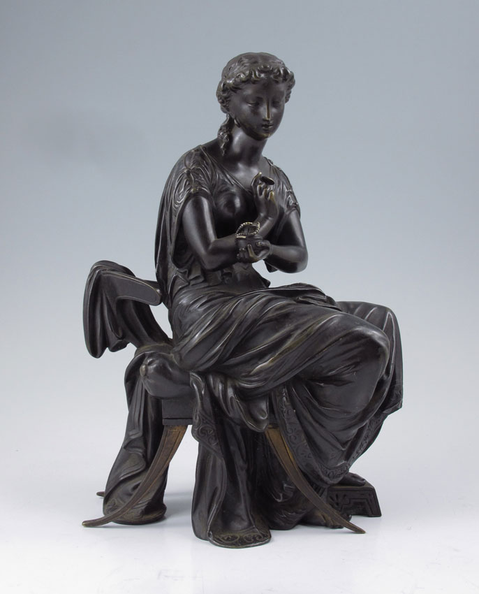 BRONZE SEATED CLEOPATRA WITH