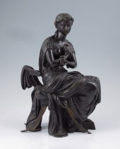 BRONZE SEATED CLEOPATRA WITH A