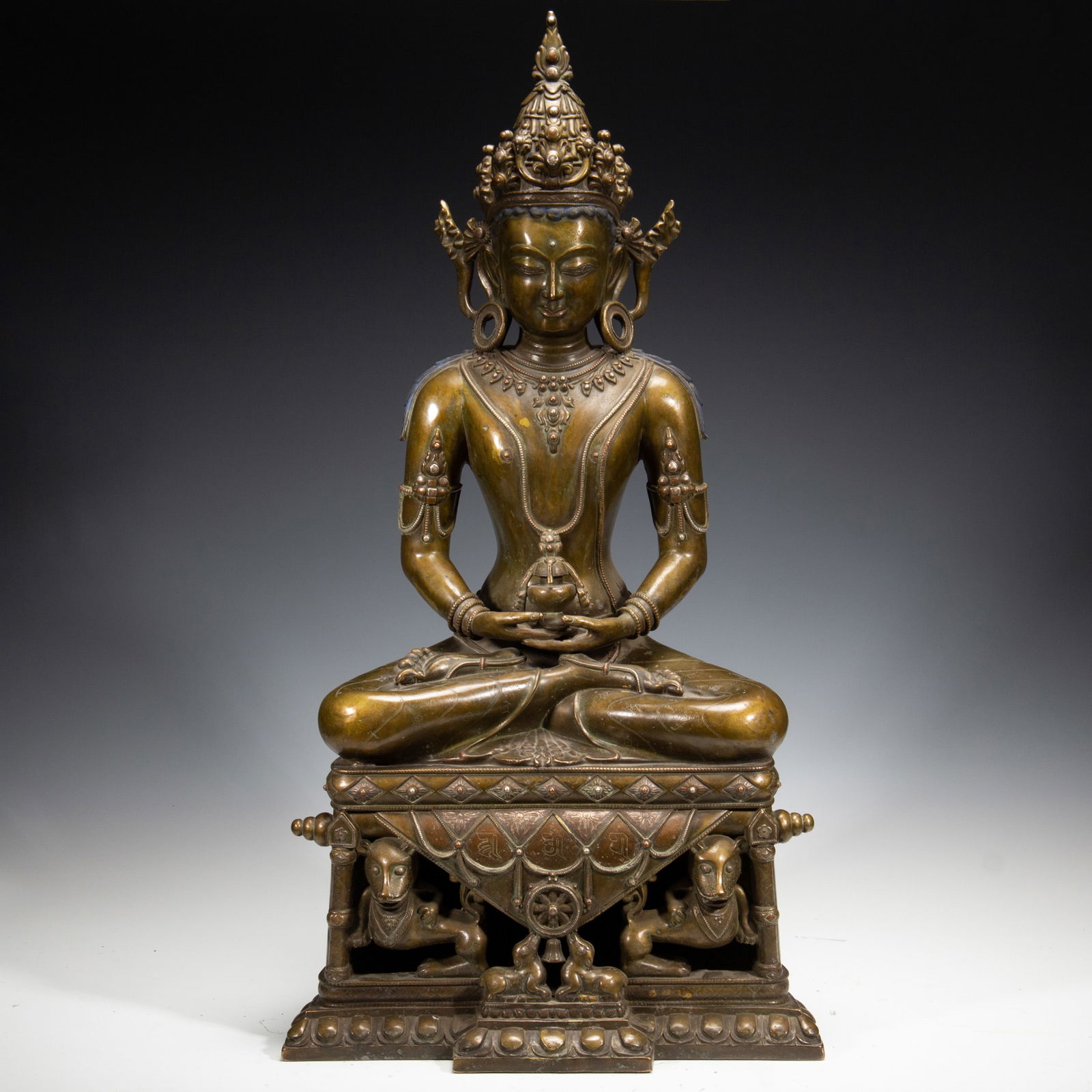 BRONZE SEATED STATUE OF AMITAYUS IN