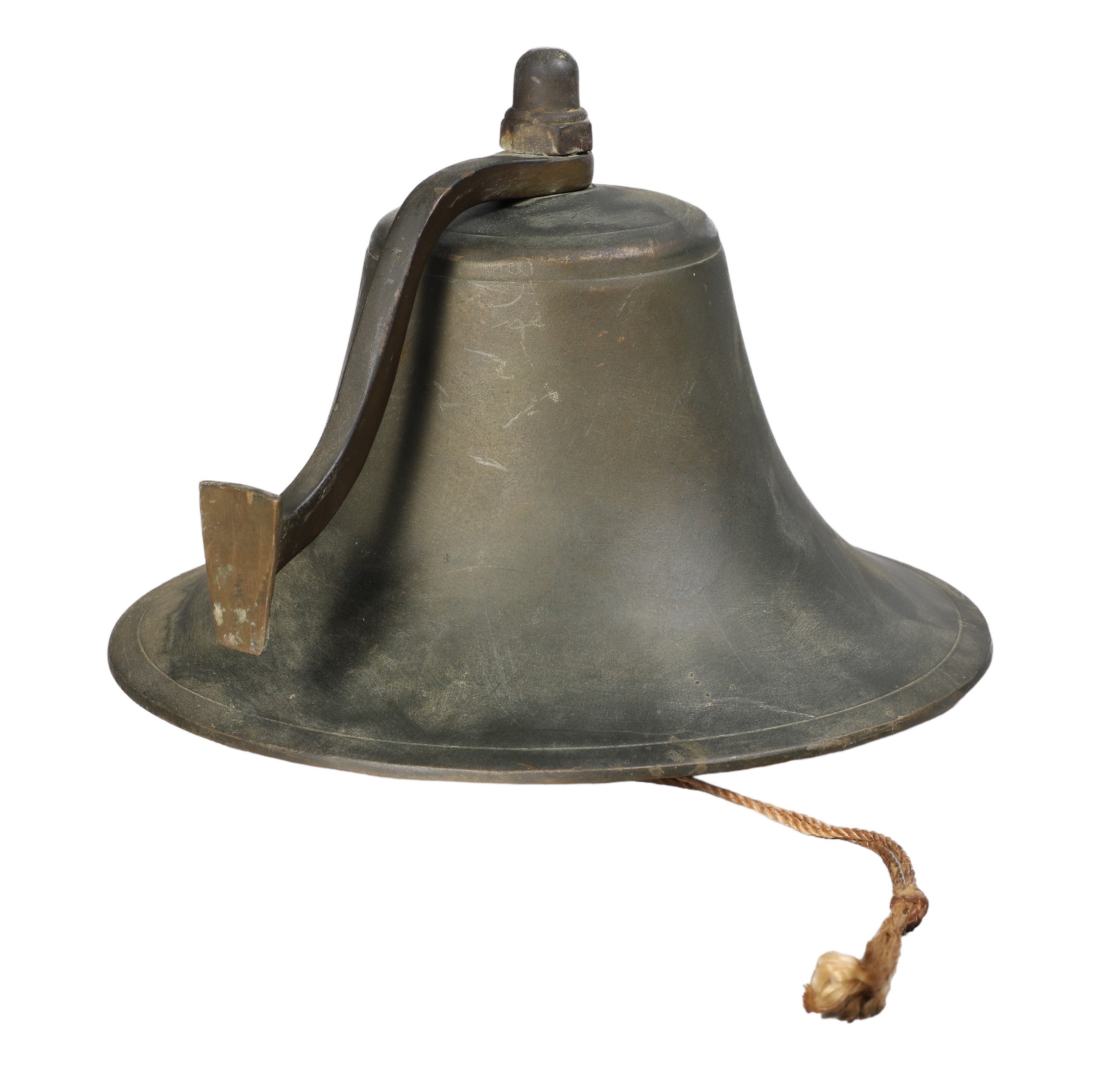 Bronze ship bell with bracket,