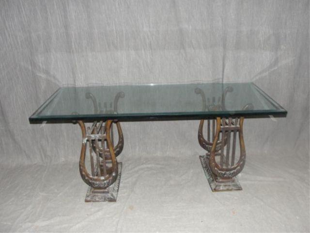 Bronze Signed Lyre Base Coffee