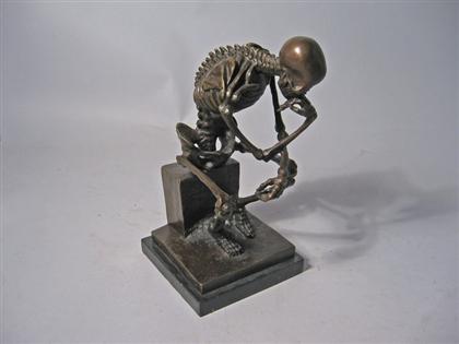 BRONZE SKELETON  THE THINKER  On
