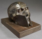 BRONZE SKULL WITH SPARTAN HELM