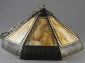 BRONZE & SLAG GLASS CEILING FI