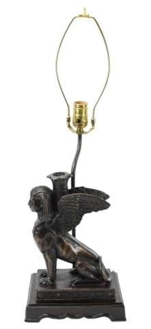 BRONZE SPHINX MOUNTED STATUE