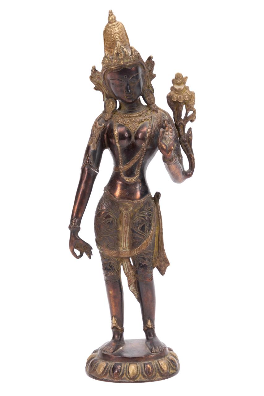 BRONZE STANDING WHITE TARA STATUE