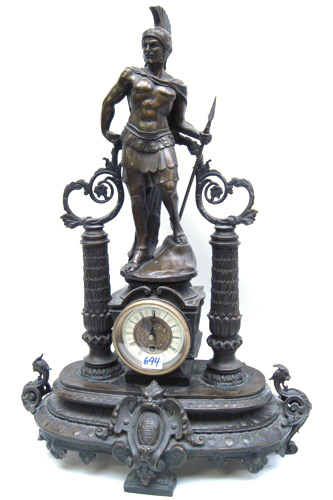 BRONZE STATUE CLOCK French 20th