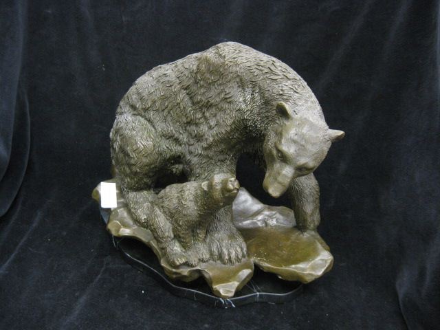 Bronze Statue of Bear & Cub 10''