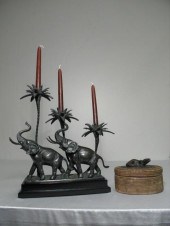 Bronze three candle holder wit