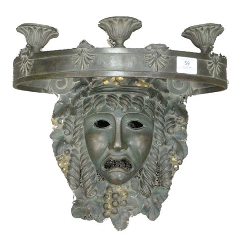 BRONZE THREE LIGHT SCONCE, HAVING