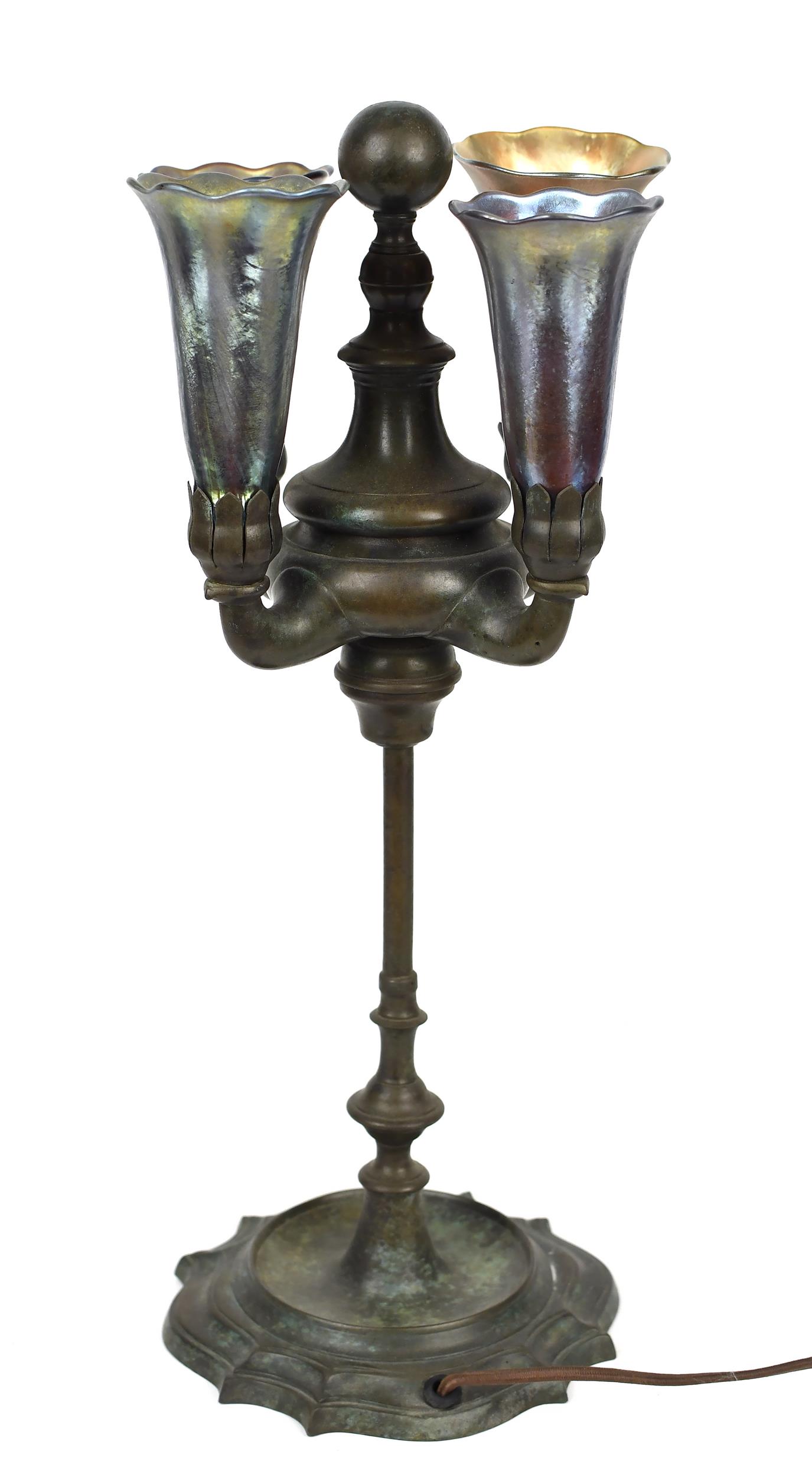 BRONZE TIFFANY LAMP. A ca. 1900