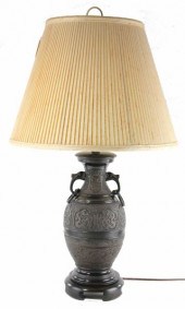 Bronze Tone Asian Table Lampwi