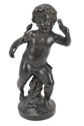 BRONZE TONE PUTTI STATUE MAITL