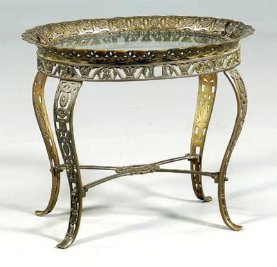 Bronze tray-top side table,