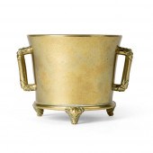 BRONZE TRIPOD CENSER WITH SCRO
