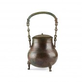 BRONZE TRIPOD WINE VESSEL AND