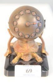 BRONZE TURTLE CLOCK ON BLACK G