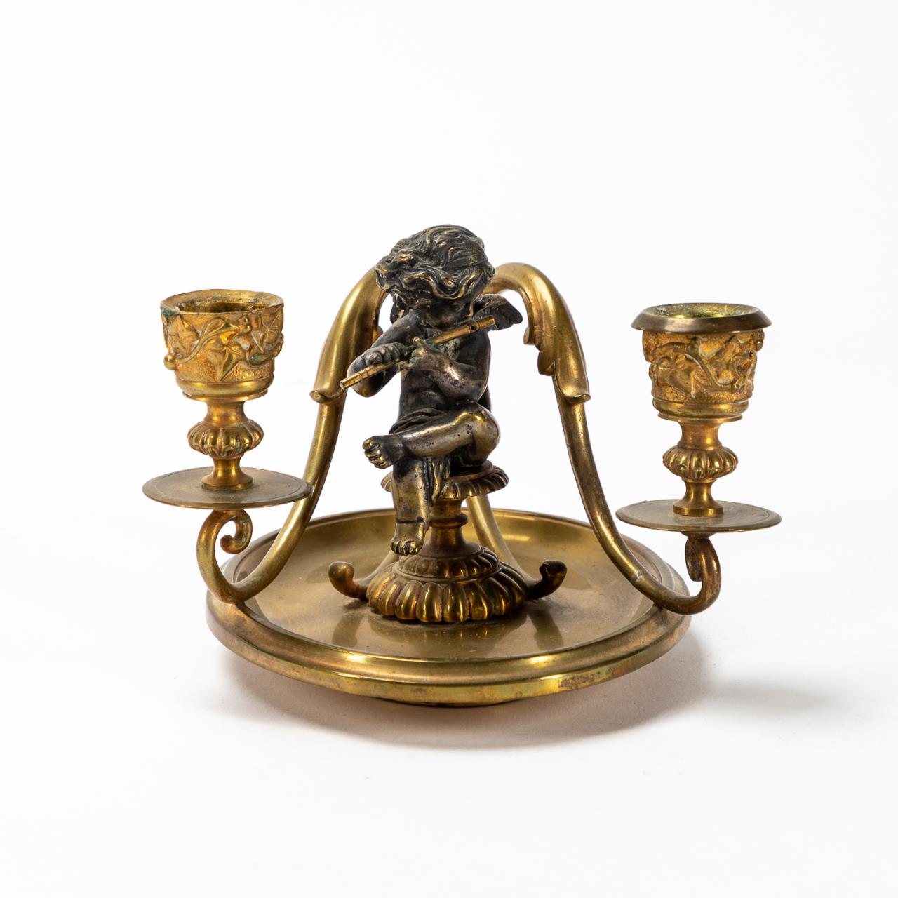 BRONZE TWO LIGHT CHAMBERSTICK