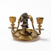 BRONZE TWO LIGHT CHAMBERSTICK