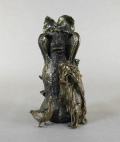 BRONZE VASE, SHEPHERDESS WITH
