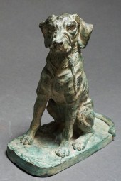 BRONZE VERDIGRIS FIGURE OF A D