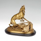 BRONZE WHIPPET AND KITTEN ARTH