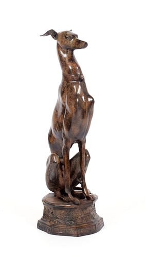 BRONZE WHIPPET STATUEBRONZE WHIPPET