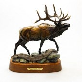 BRONZE WILDLIFE ELK SCULPTURE,