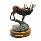 BRONZE WILDLIFE ELK SCULPTURE,