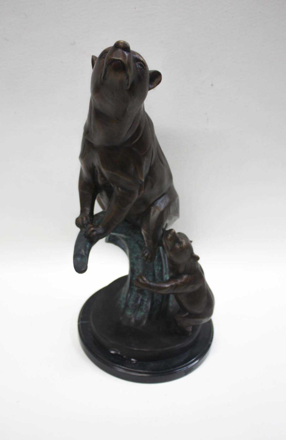 BRONZE WILDLIFE SCULPTURE, HAVING A