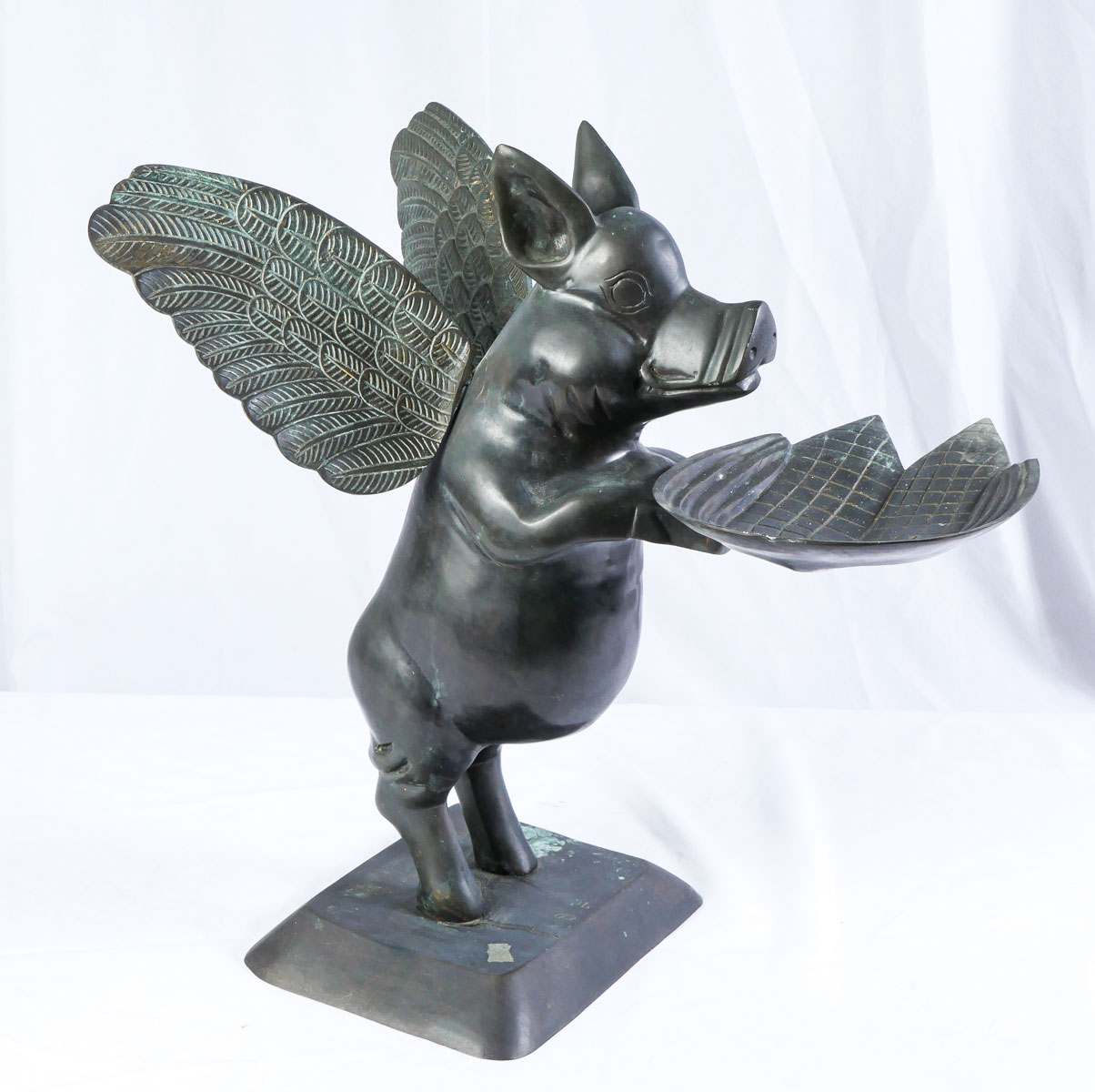 BRONZE WINGED PIG CARD TRAY: