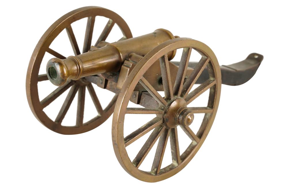 BRONZE & WOOD CANNONtable cannon;