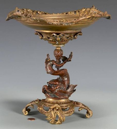BRONZE/COPPER TAZZA, DOLPHIN